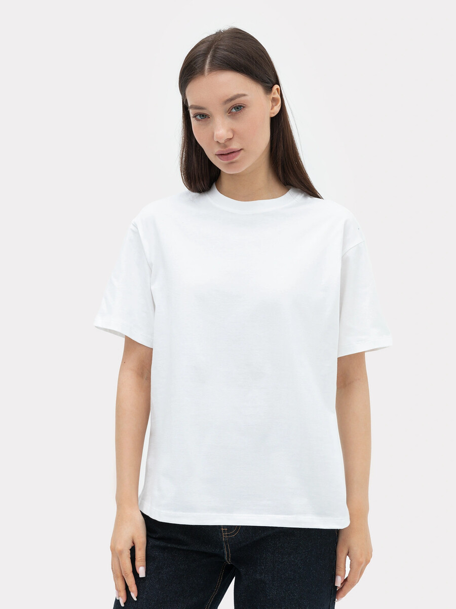 Хлопковая свободная футболка белого цвета хлопковая футболка для девочки в белом е с принтом