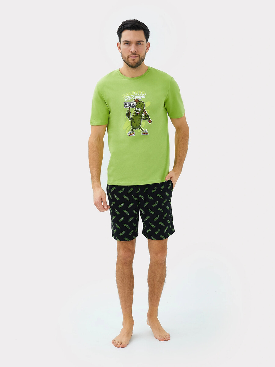 Комплект мужской (футболка, шорты) Mark Formelle, размер 50, цвет зеленый