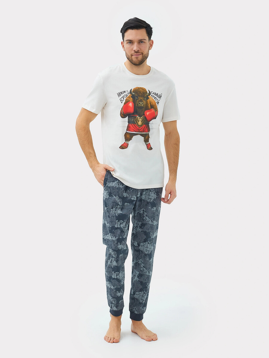 Комплект мужской (футболка, брюки) Mark Formelle, размер 48, цвет белый