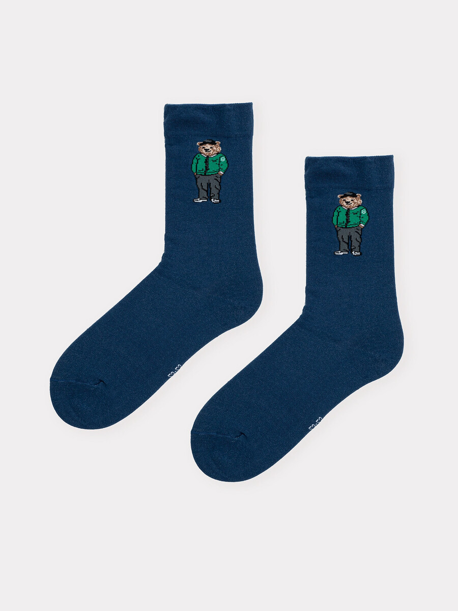 фото Носки унисекс синие с рисунком в виде медведя mark formelle