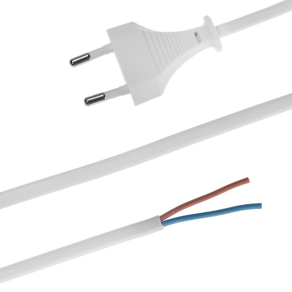 Шнур сетевой с вилкой, 1,5 м, шввп 2 х 0.5 мм2, белый провод соединительный для светильников разъем l n g 50 см белый