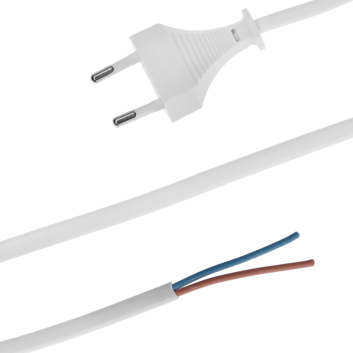 Шнур сетевой с вилкой, 2 м, шввп 2 х 0.5 мм2, белый провод соединительный для светильников разъем l n g 50 см белый