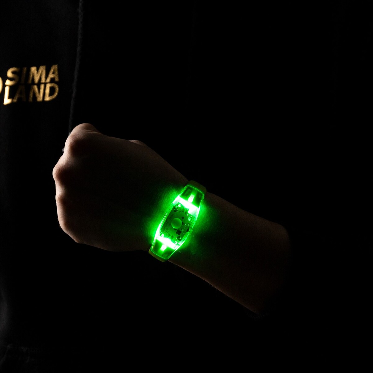 Светодиодный браслет зеленый, батарейки cr2016х2, свечение зеленое