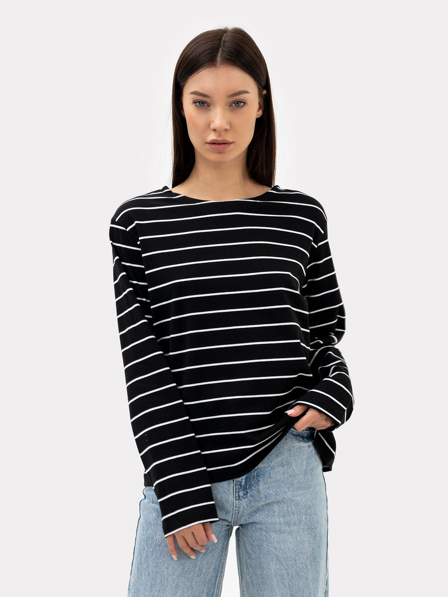 

Джемпер женский в черную полоску, Черный;черная полоска