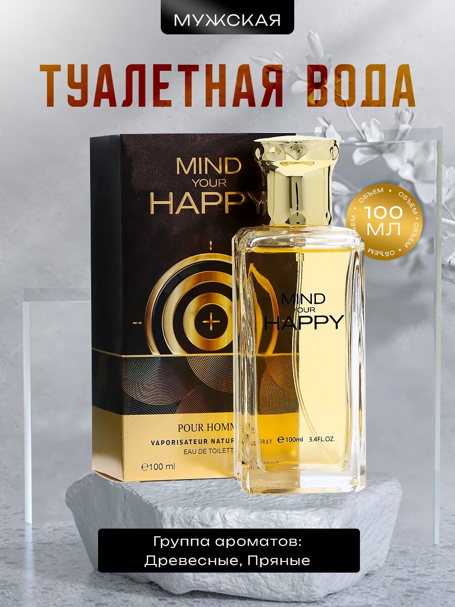 

Туалетная вода мужская mind your happy, 100 мл