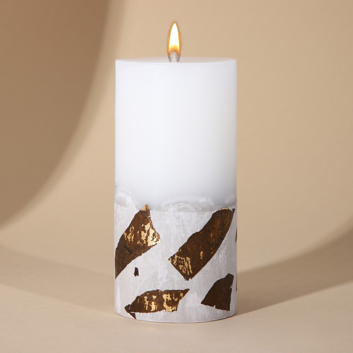 Свеча столбик с бетоном (поталь), цвет белый, 10 х 5 см свеча столбик башкортостан белая 4 5 х 9 см