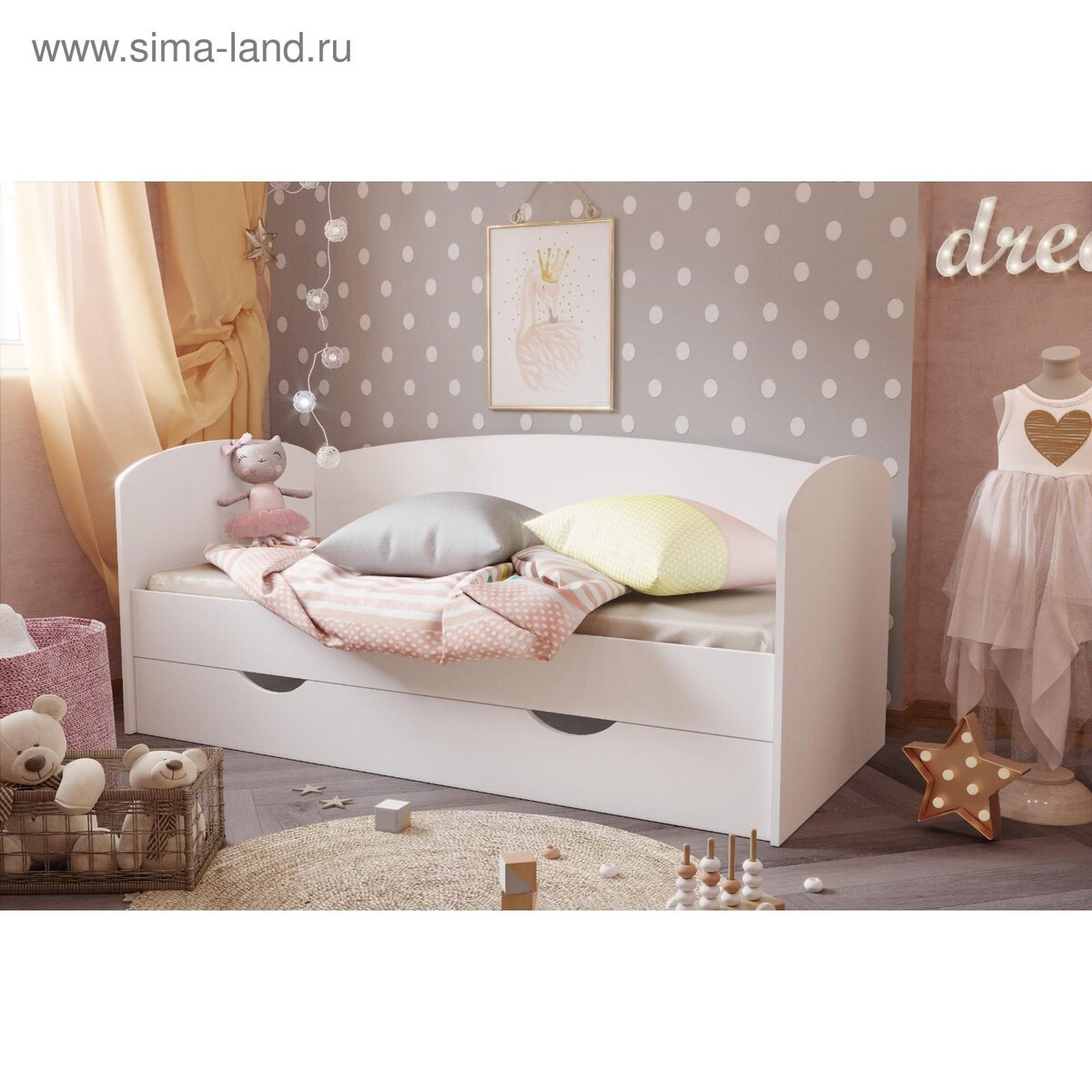 

Кровать односпальная клик мебель, Белый