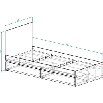 Кровать 900 с ящиками и основанием мадер
