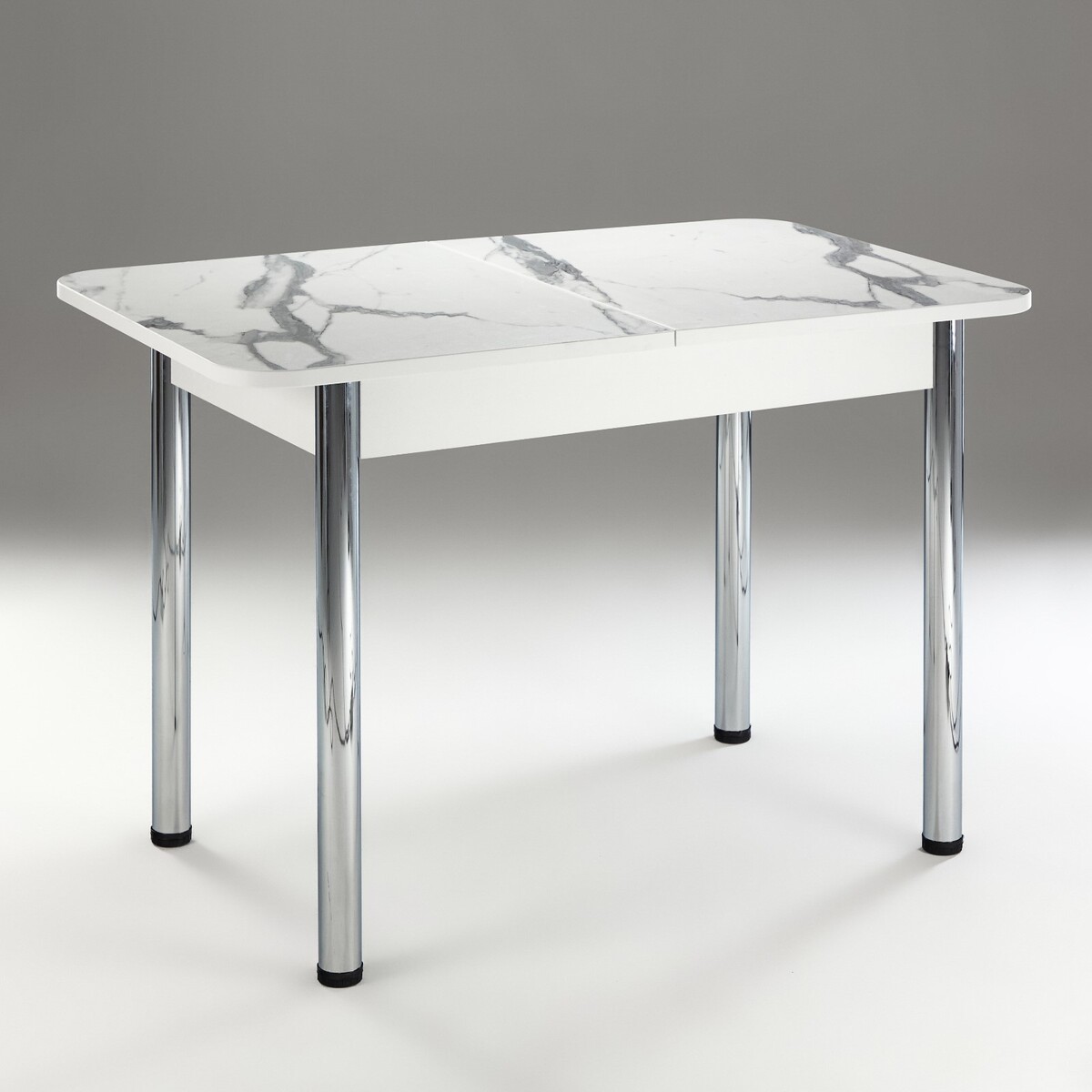 Стол кухонный раздвижной 1100(1500)х700х775, белый/мрамор белый пластик стол обеденный на одной ножке раздвижной норд 90 122 х90х97 лдсп 22мм пластик бетон