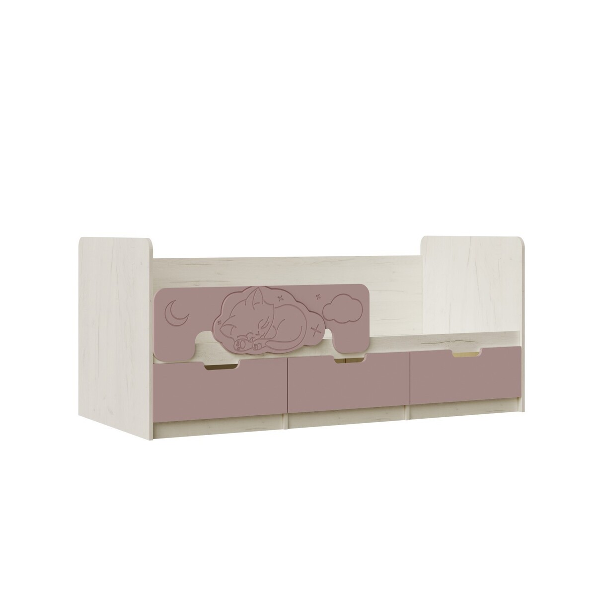 Кровать юниор-4, с/м 1600х800, 1636х850х800, шарли розовый/дуб крафт белый кровать сказка с подъемным мех с м 2000х900 белый