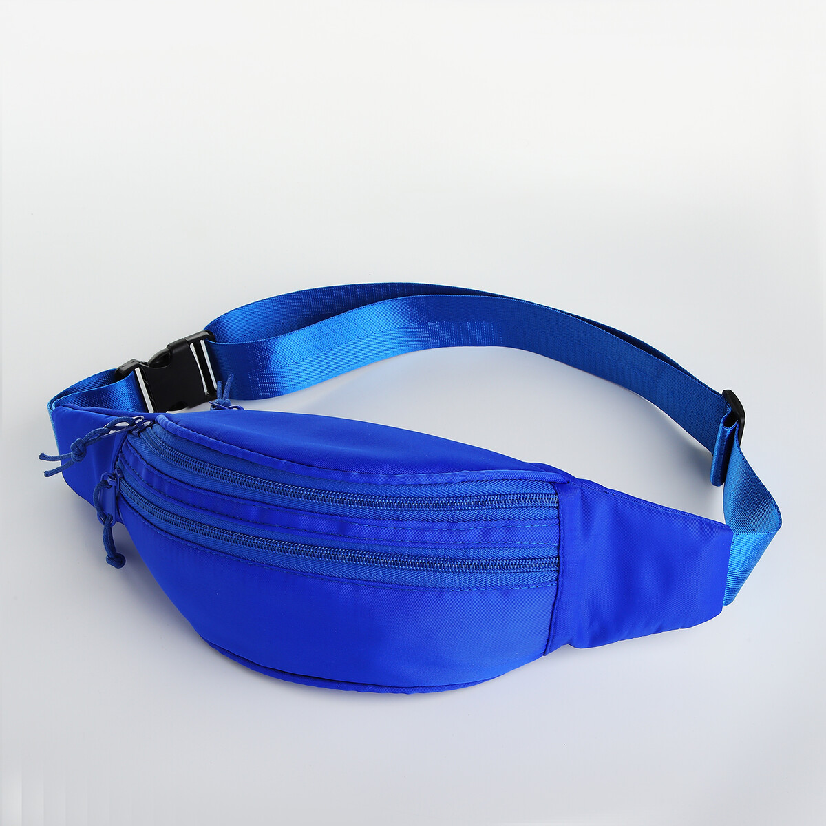Поясная сумка на молнии, 2 кармана, цвет синий сумка поясная 2 отдела на молнии темно синий 33 5х13х7см