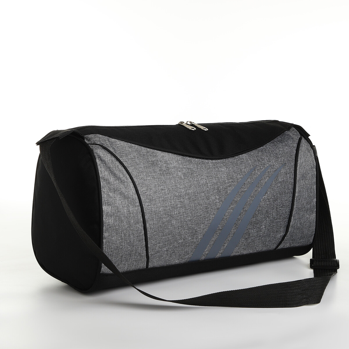 Сумка спортивная на молнии, длинный ремень, цвет черный/серый сумка спортивная на молнии длинный ремень серый