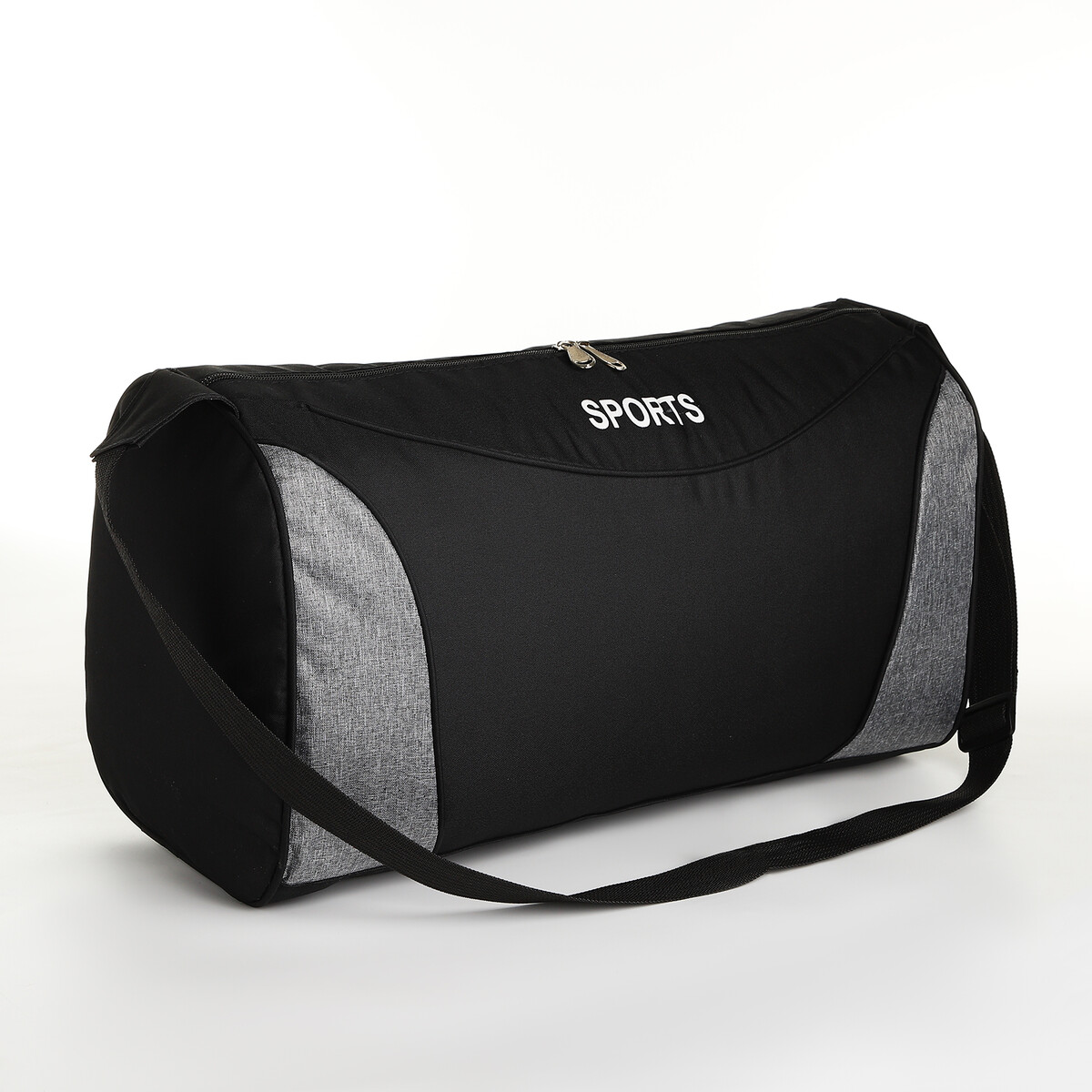 Сумка спортивная на молнии, длинный ремень, цвет черный/серый сумка спортивная на молнии длинный ремень серый