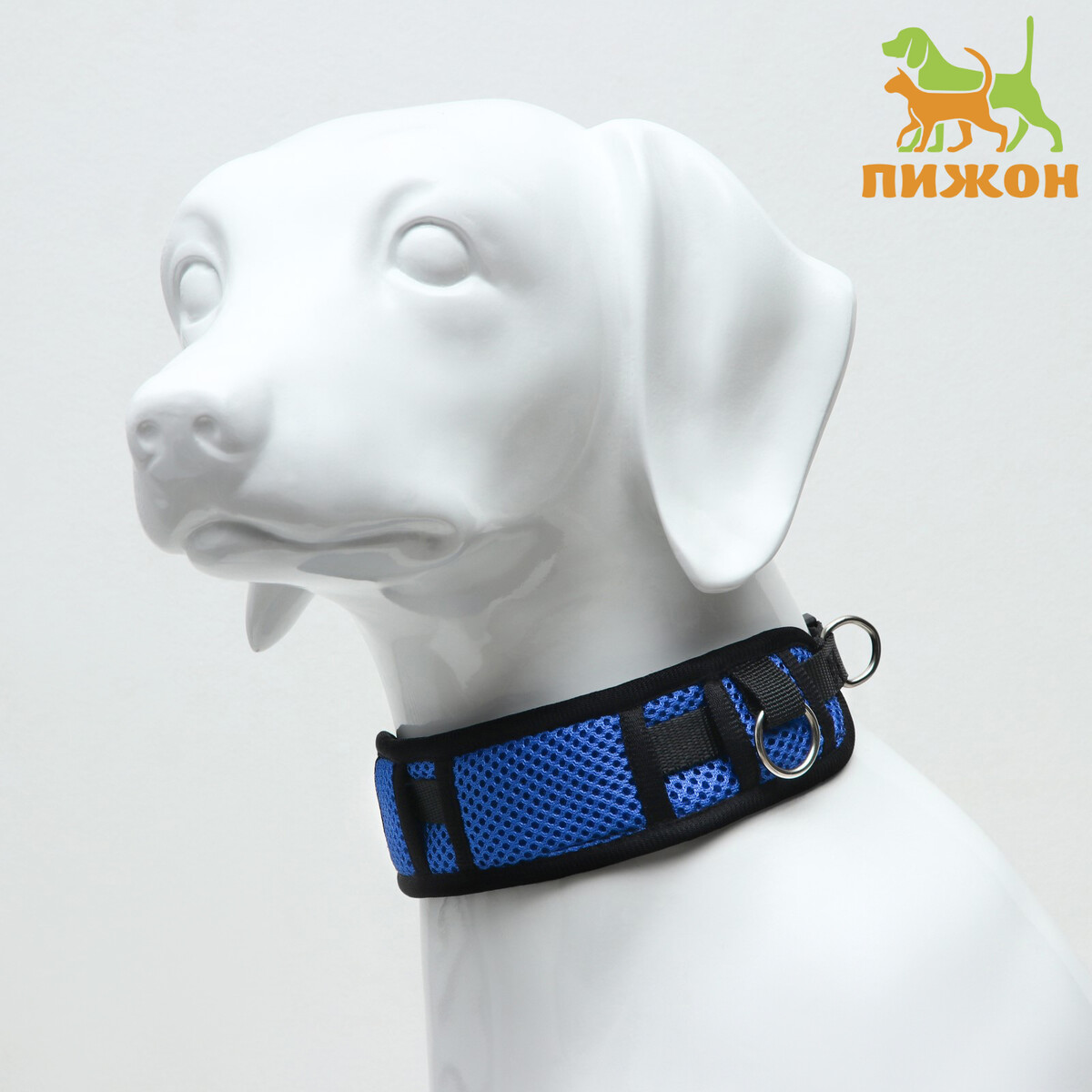 Ошейник дышащий для собак средних пород, размер s, 30-42 х 5 см, синий биовакс шампунь оттеночный для собак черных пород 350 мл