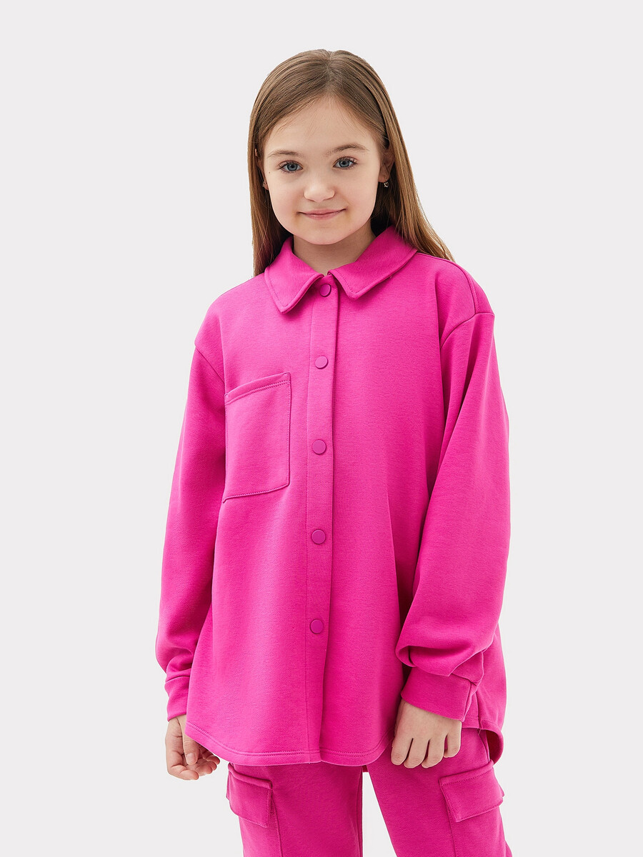 Рубашка для девочек в розовом цвете джемпер белого а в горошек с воротником стойкой для девочек