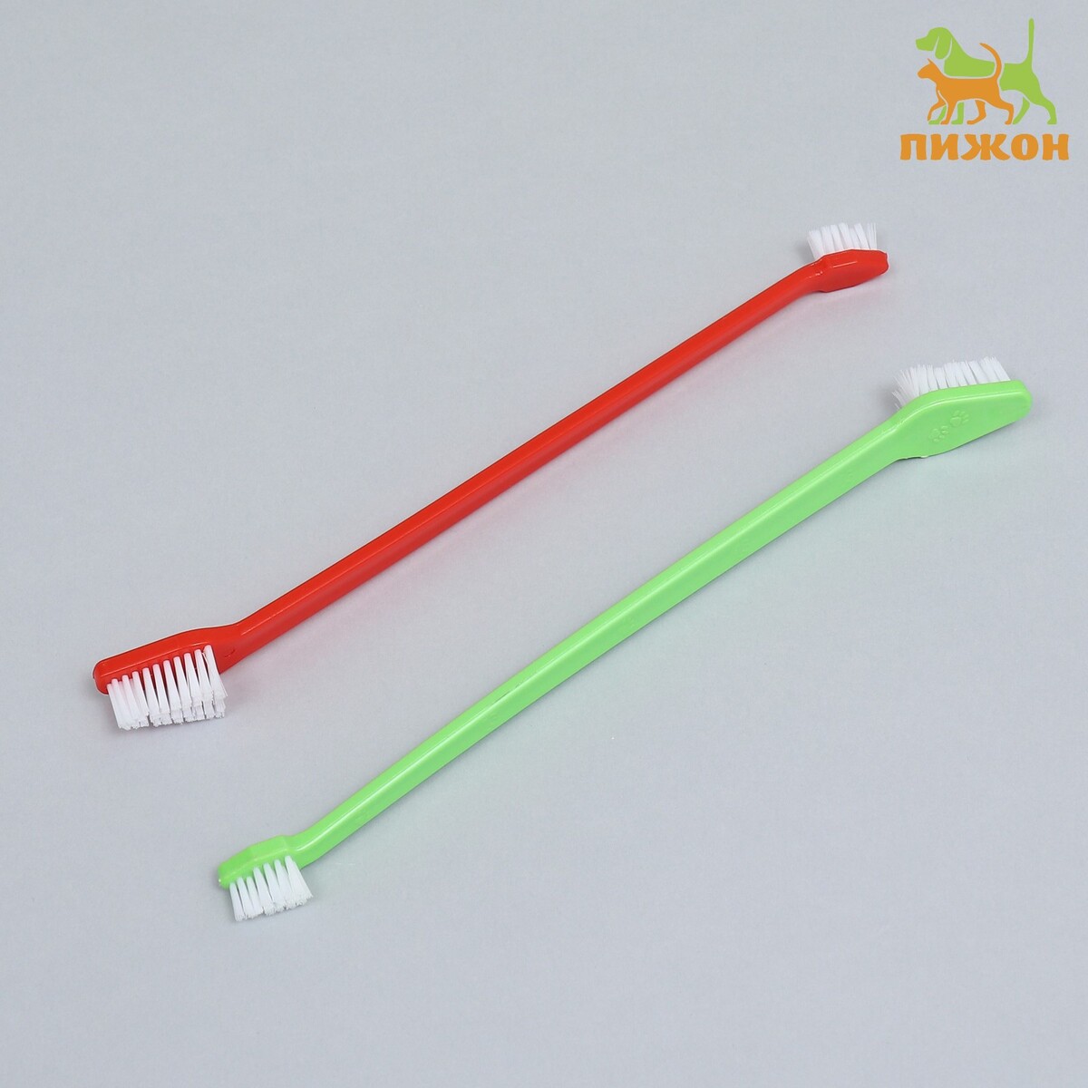 Зубная щетка двухсторонняя, набор 2 шт, красная и зеленая щетка для одежды двухсторонняя 24×5×2 см