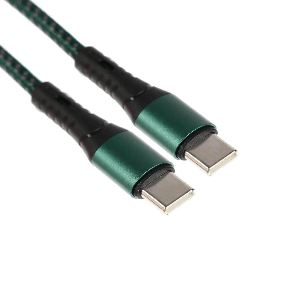 Кабель type-c - type-c, 3 а, 66 w, быстрая зарядка, тканевая оплетка, 1 метр, зеленый кабель more choice k71si smart usb 2 4a pd быстрая зарядка для apple 8 pin type c 1м