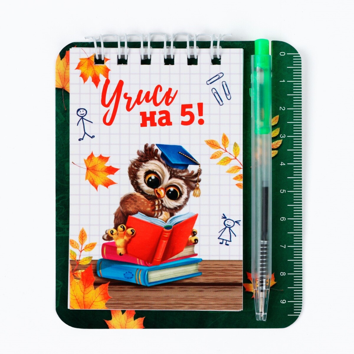 

Набор блокнот и мини-ручка, Зеленый