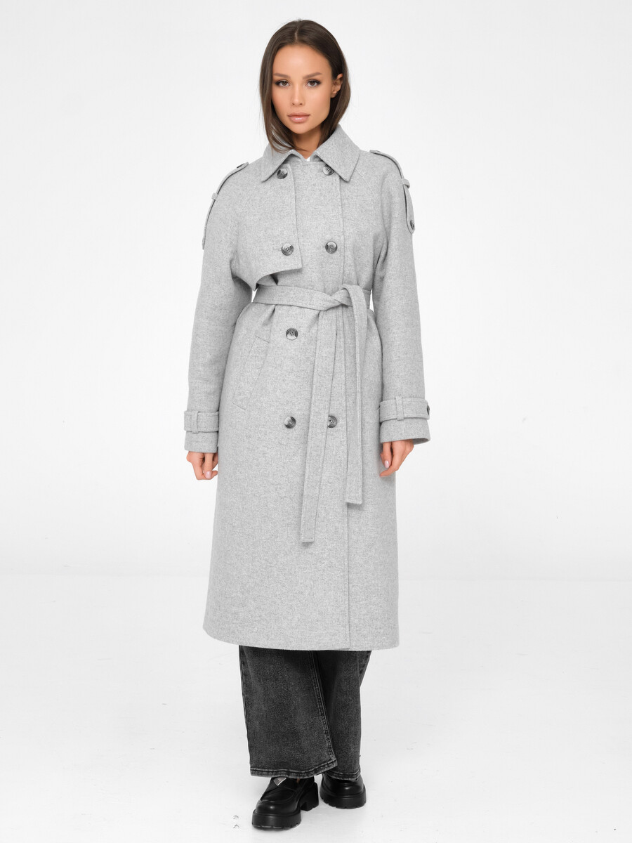 Пальто Stilla, размер 44, цвет серый 09148487 двубортные - фото 4