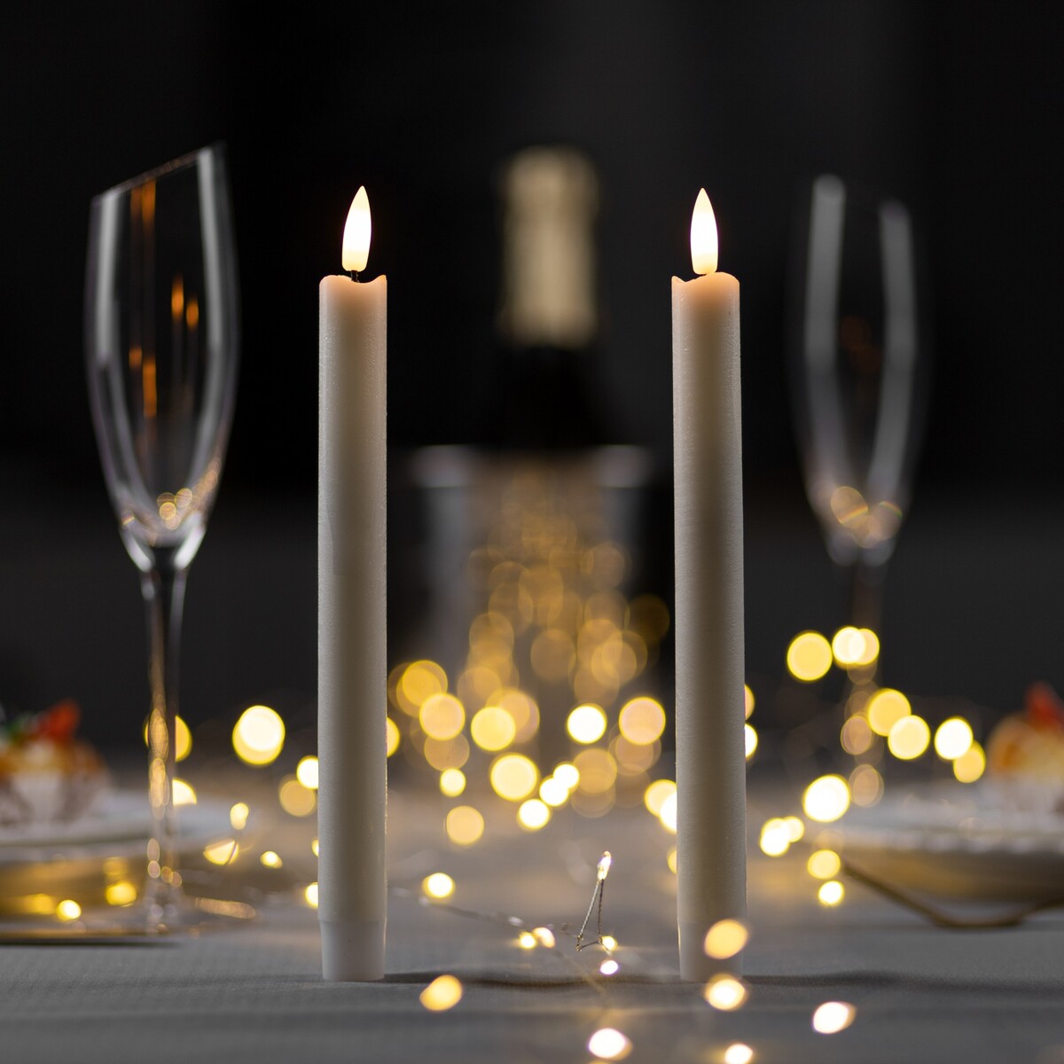 Набор светодиодных свечей, белые, 2 × 25 × 2 см, пластик, воск, батарейки ааах2 (не в комплекте), свечение теплое белое, 2 шт. комплект светодиодных осветителей godox litemons lc30d k1 настольный