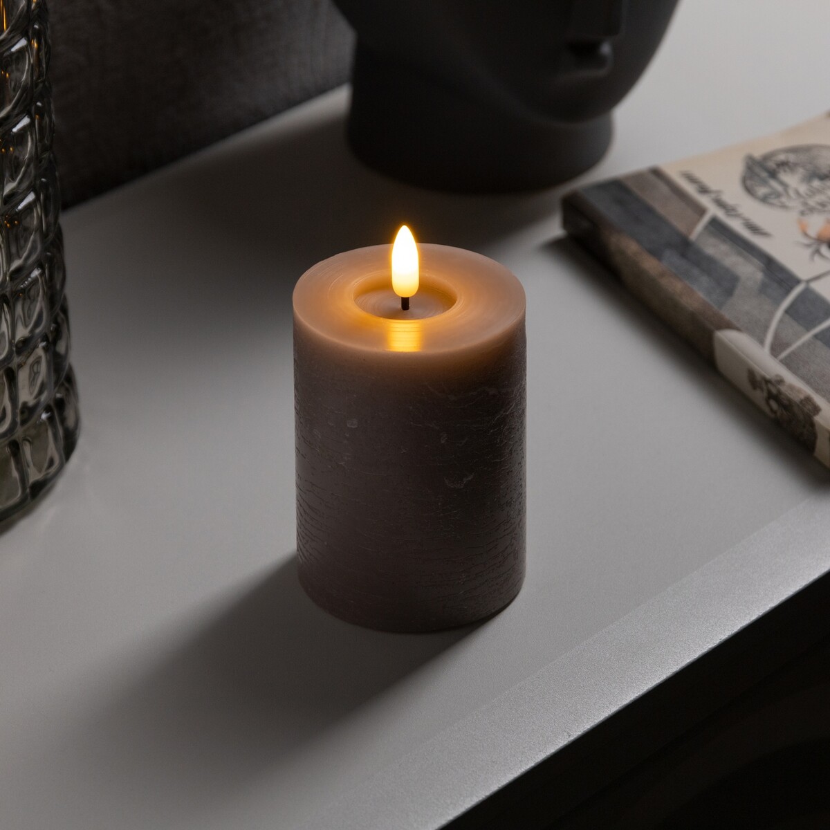 Светодиодная свеча лиловая, 7.5 × 12.5 × 7.5 см, воск, пластик, батарейки ааах2 (не в комплекте), свечение теплое белое светодиодная фигура прозрачная ёлка 10 × 26 × 10 см стекло батарейки ааах3 не в комплекте свечение тёплое белое