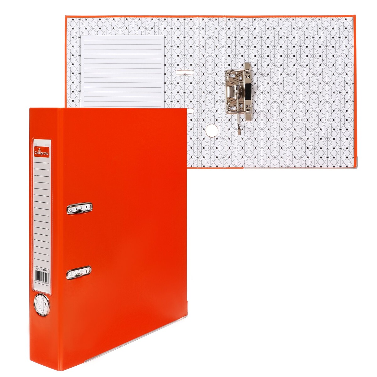 Папка-регистратор а4, 50 мм, calligrata, полипропилен, металлическая окантовка, карман на корешок, собранная, оранжевая
