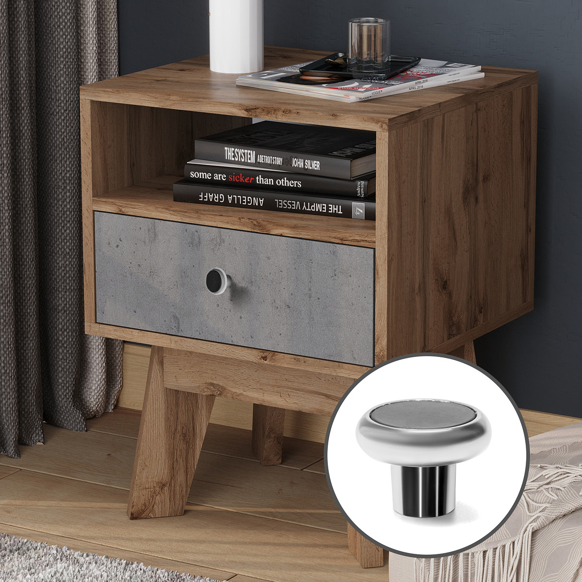 

Ручка-кнопка тундра рк101, цвет хром с черной вставкой, Черный;хром