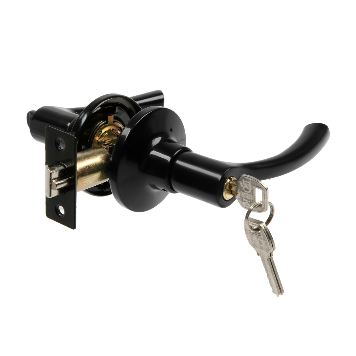 Защелка (мод.3186), межкомнатная, фиксатор, 3 ключа, цвет глянцевый черный защелка 1302 с фиксатором без ключа бронза