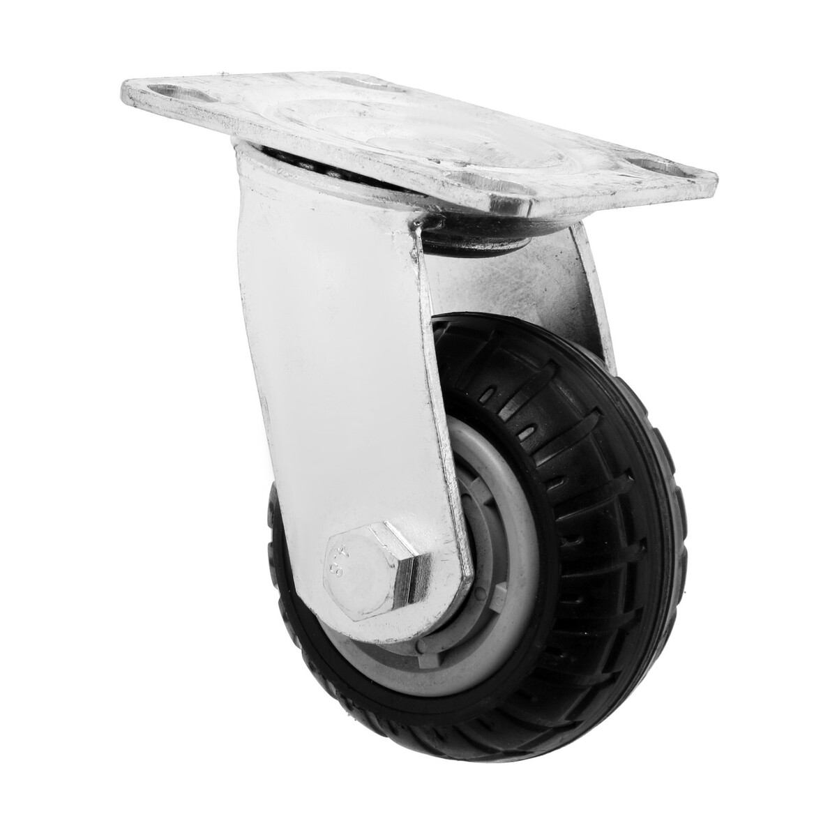 Колесо для транспортных тележек поворотное, d=100, на площадке покрытие резина колесо промышленное резина pr 100х30х126 мм с кронштейном мави про