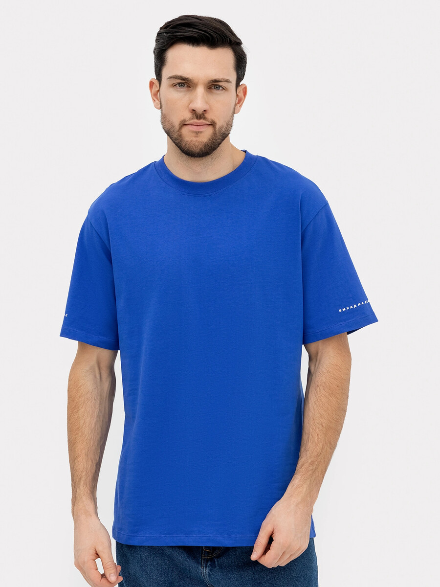 Футболка мужская синяя с печатью футболка мужская новогодняя в красном е с печатью