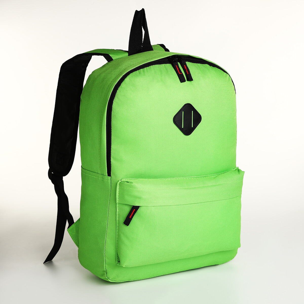 Рюкзак молодежный на молнии, наружный карман, цвет зеленый