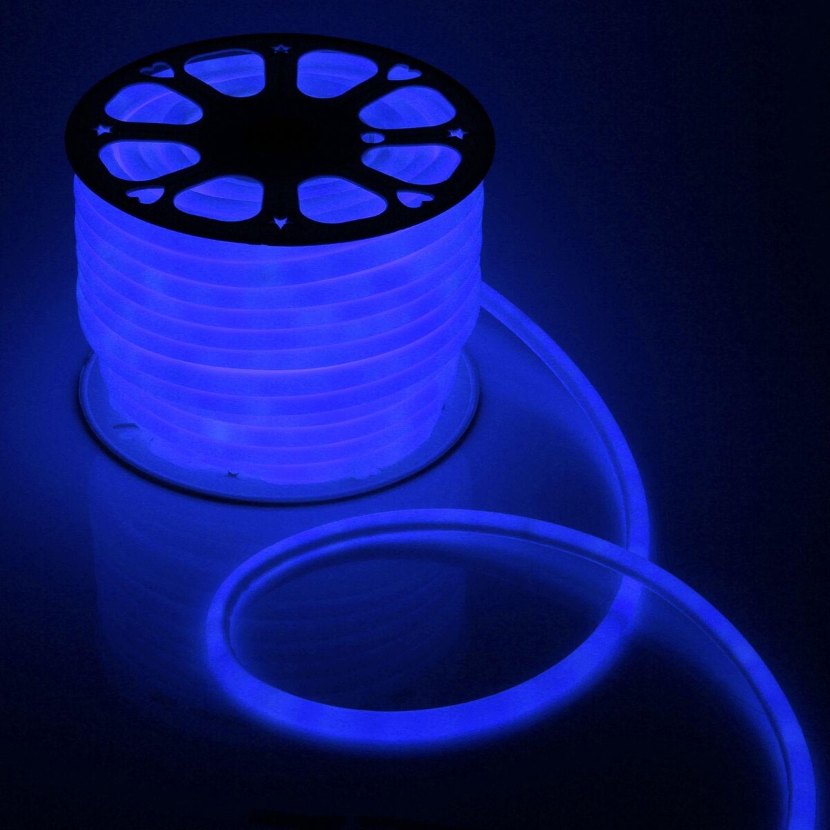 Гибкий неон luazon lighting 16 мм круглый, ip65, 50 м, smd2835, 120 led/м, 220 в, свечение синее