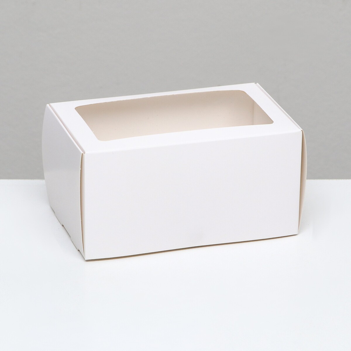 Коробка под 2 капкейка, белая, с окном 16 х 10 х 8 см коробка на 4 капкейка серебро 18 5 × 18 × 10 см