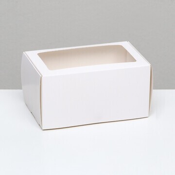 Коробка под 2 капкейка, белая, с окном 1