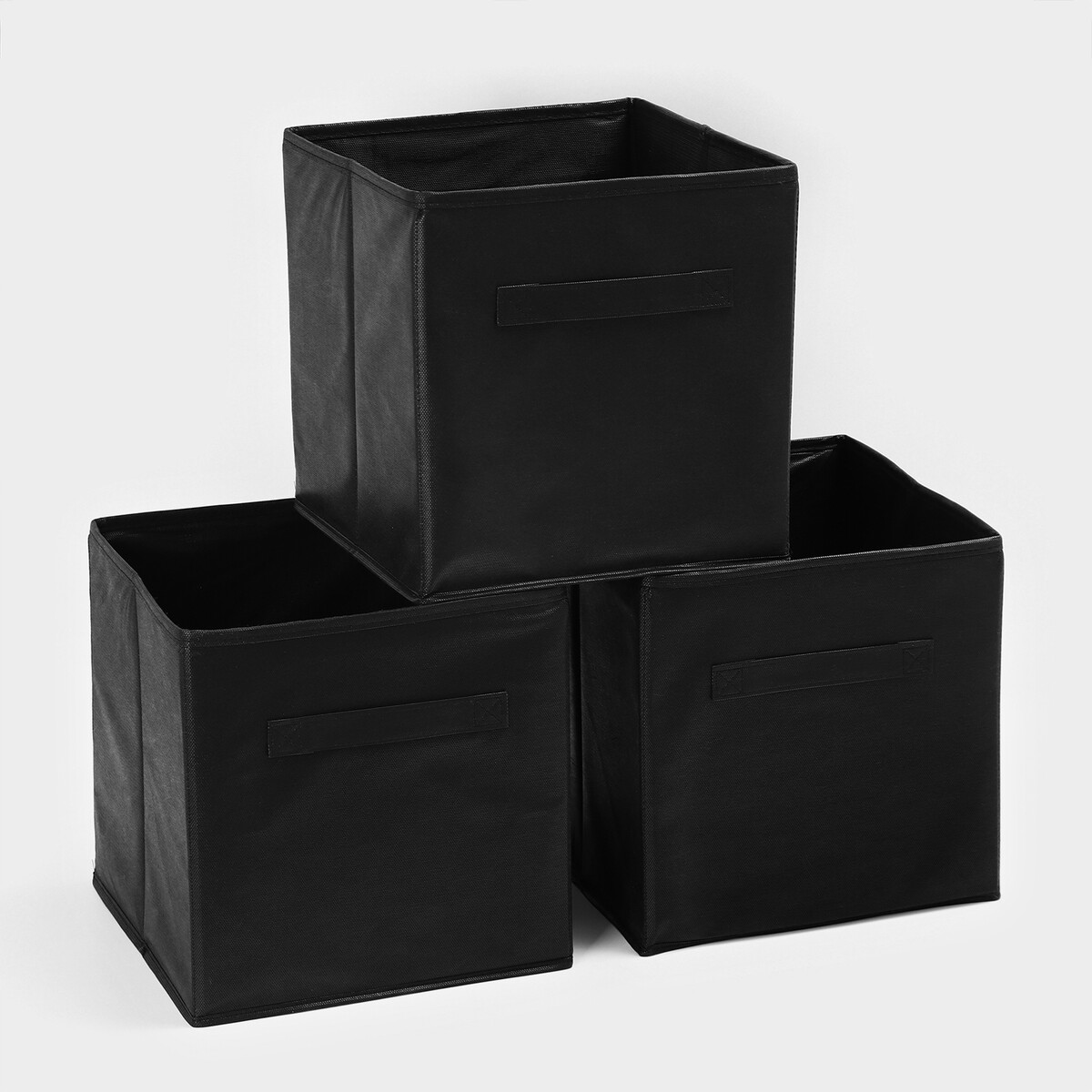 Короб для хранения, 28×28×28 см, набор 3 шт, цвет черный