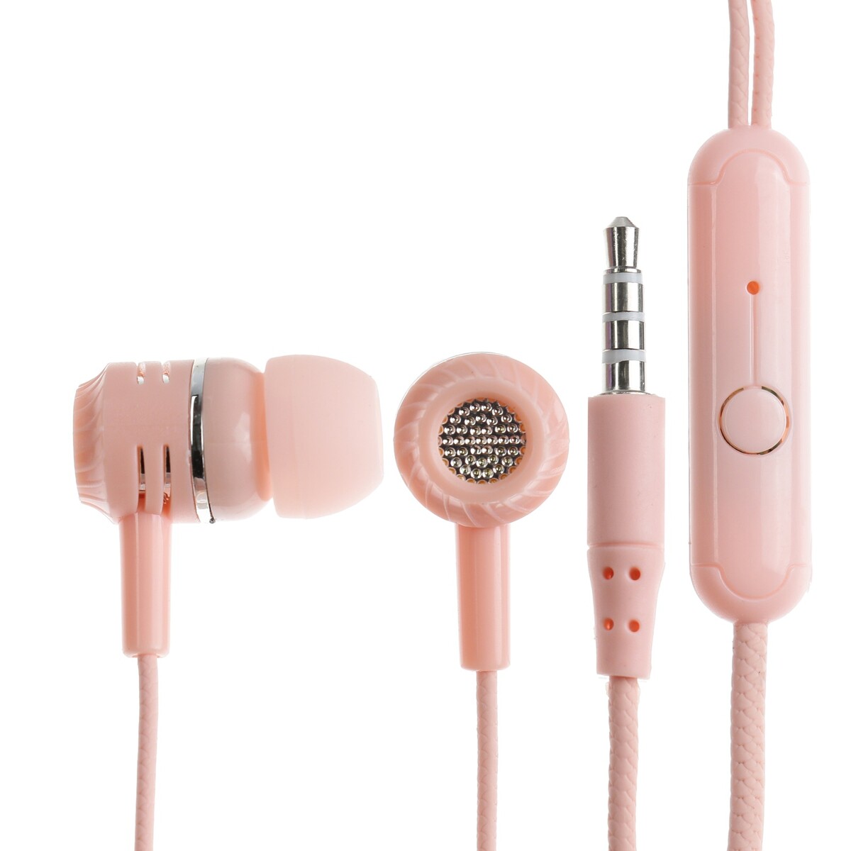 Наушники cb-52, проводные, вакуумные, микрофон, 1 м, jack 3.5 мм, розовые наушники hoco m60 проводные вакуумные микрофон jack 3 5 мм 1 2 м белые