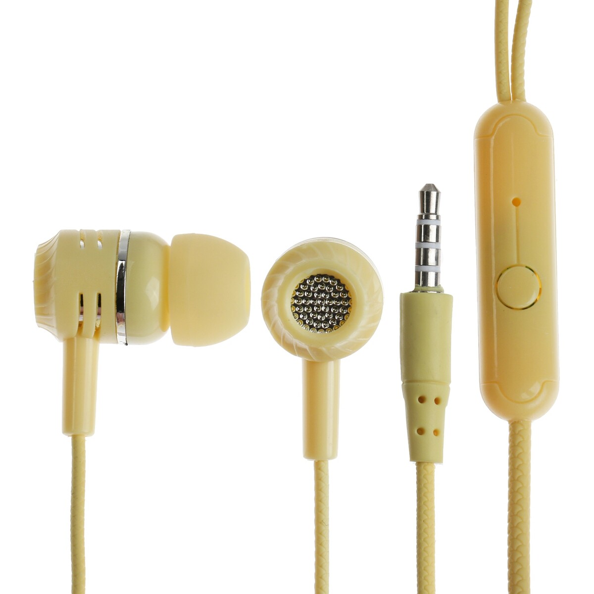 Наушники cb-52, проводные, вакуумные, микрофон, 1 м, jack 3.5 мм, желтые внешняя звуковая карта luazon usb разъемы jack наушники и микрофон серая