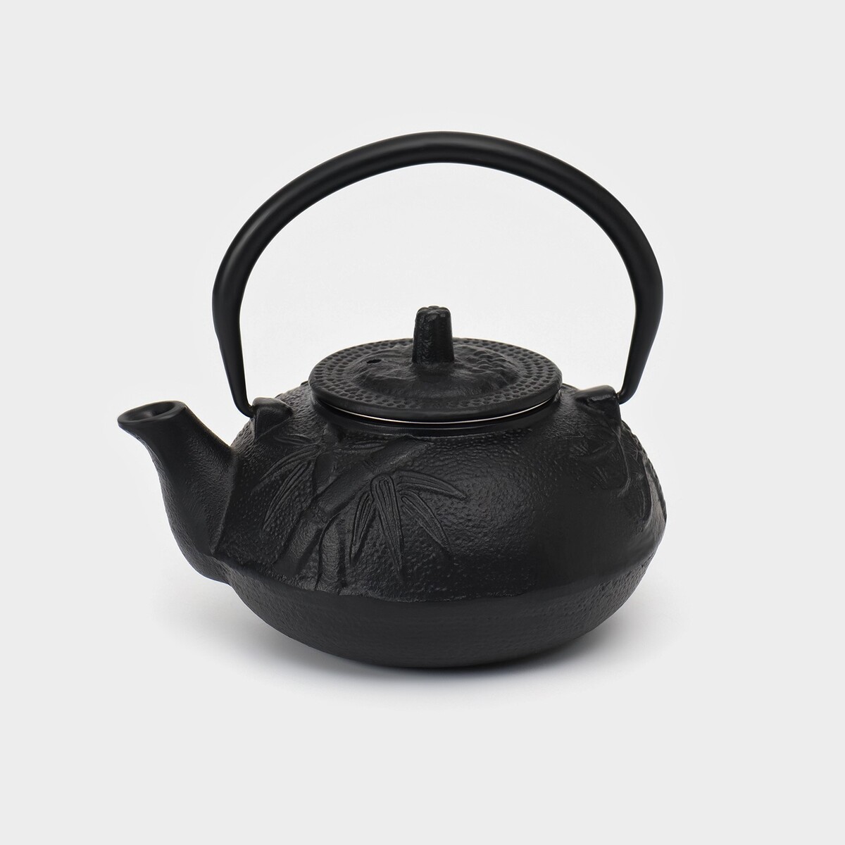 Чайник чугунный, 600 мл, с ситом, эмалированное покрытие внутри, цвет черный