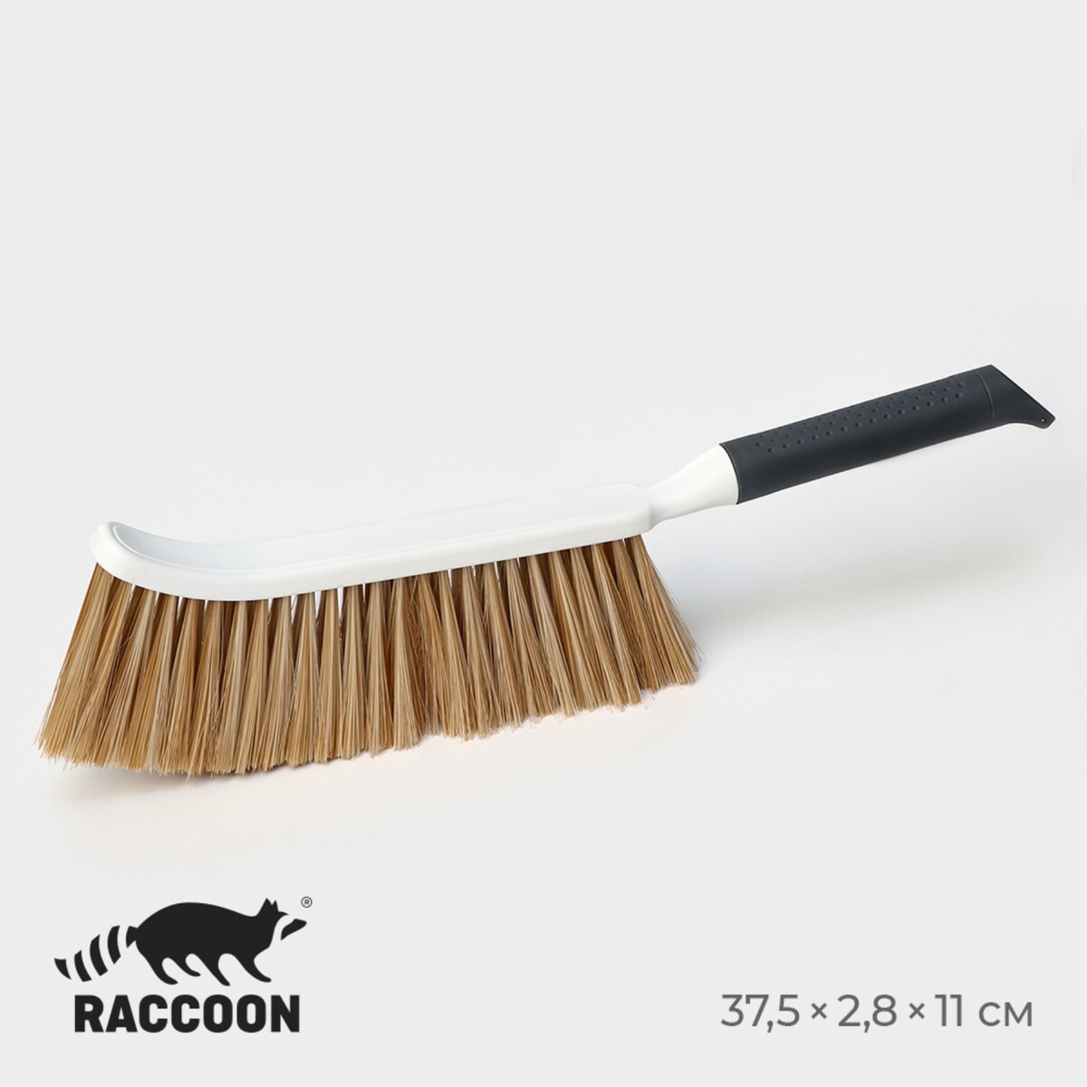 Щетка сметка raccoon breeze, удобная ручка, 37,5×2,8 см, ворс pet 7,5 см, 3 ряда по 25 пучков щетка для пола с совком raccoon щетка 26×96 совок 25×25×97 см
