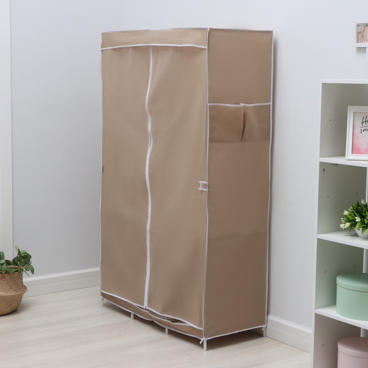 Шкаф тканевый каркасный, складной ladо́m, 103×45×165 см, цвет бежевый шкаф roba в детскую felicia