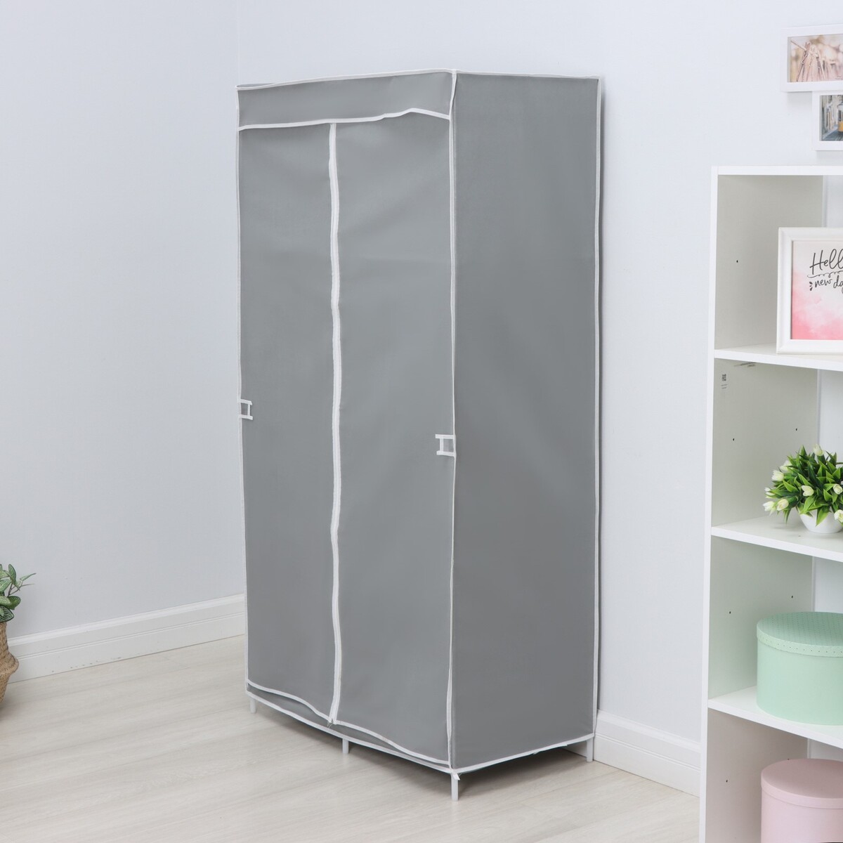 Шкаф тканевый каркасный, складной ladо́m, 83×45×160 см, цвет серый шкаф тканевый каркасный складной ladо́m 125×45×168 см серый