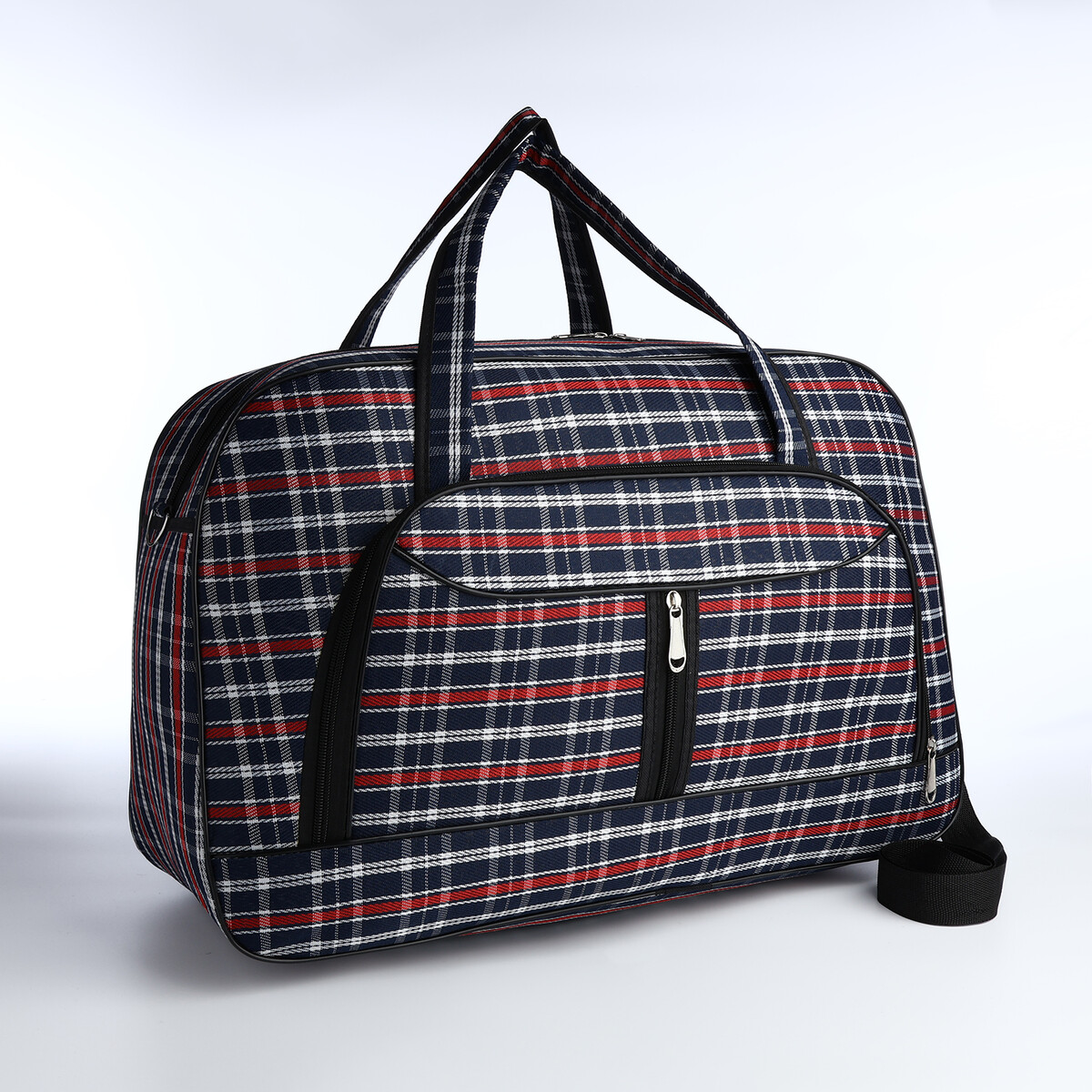 Сумка дорожная на молнии, наружный карман, длинный ремень, цвет синий/красный сумка дорожная на молнии наружный карман держатель для чемодана длинный ремень красный