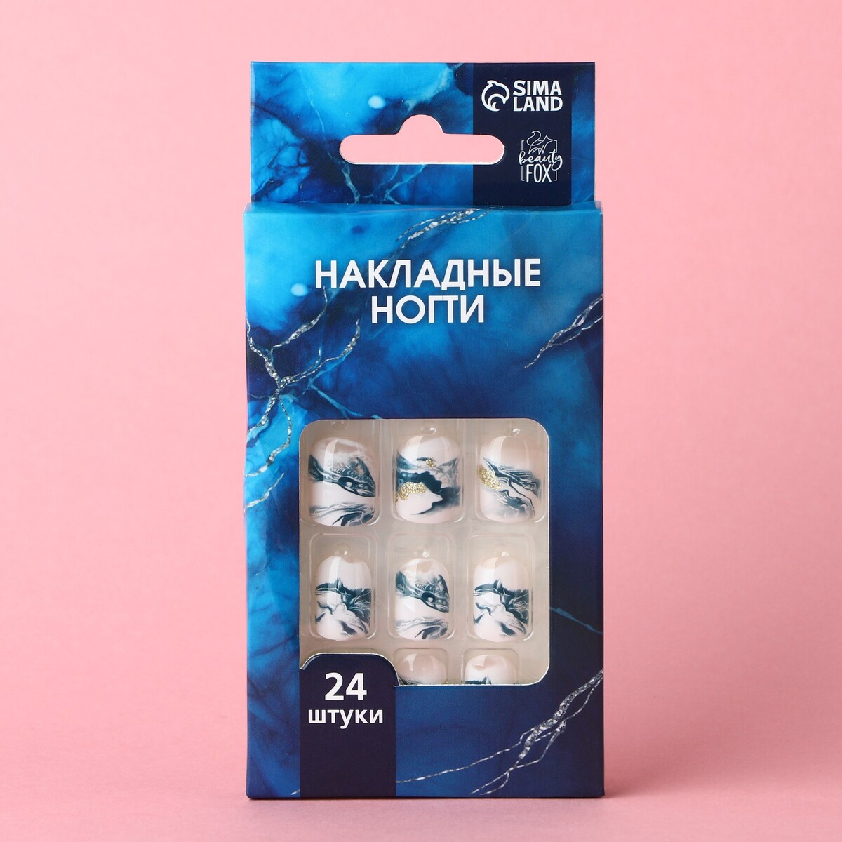 

Накладные ногти, Белый;синий;золотистый