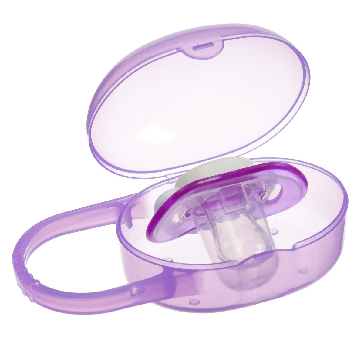 Соска - пустышка ортодонтическая с контейнером, +3мес., цвет фиолетовый ночник проектор bashexpo звездное небо фиолетовый