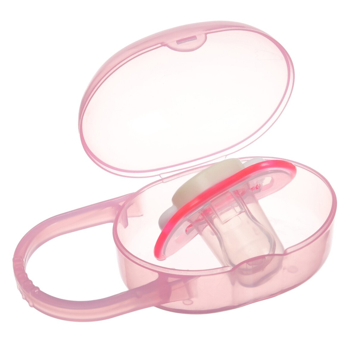 Соска - пустышка ортодонтическая с контейнером, +3мес., цвет розовый