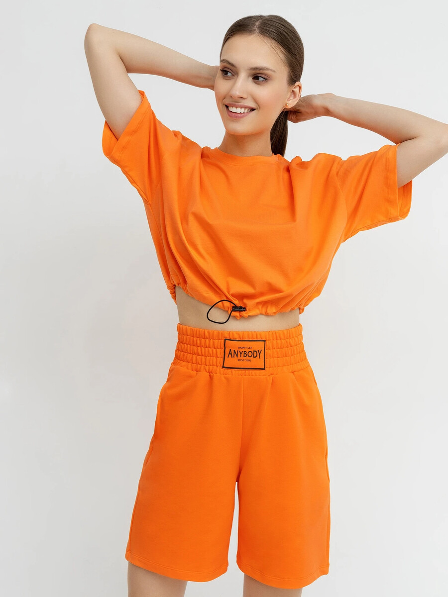 Свободные шорты с высокой линией талии в оранжевом цвете Mark Formelle