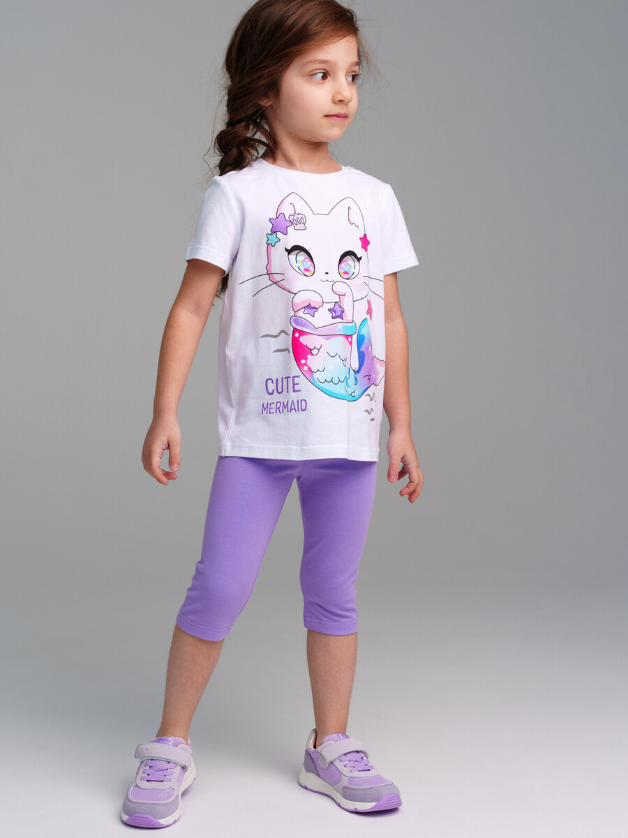 Комплект трикотажный брюки леггинсы укороченные фуфайка футболка пояс carter s комплект для девочки платье лосины 1k469810