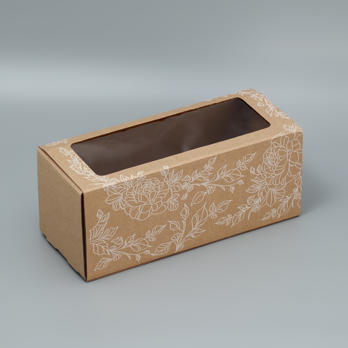 Коробка подарочная складная с pvc-окном, упаковка, коробка складная с окном под рулет голубая 26 х 10 х 8 см