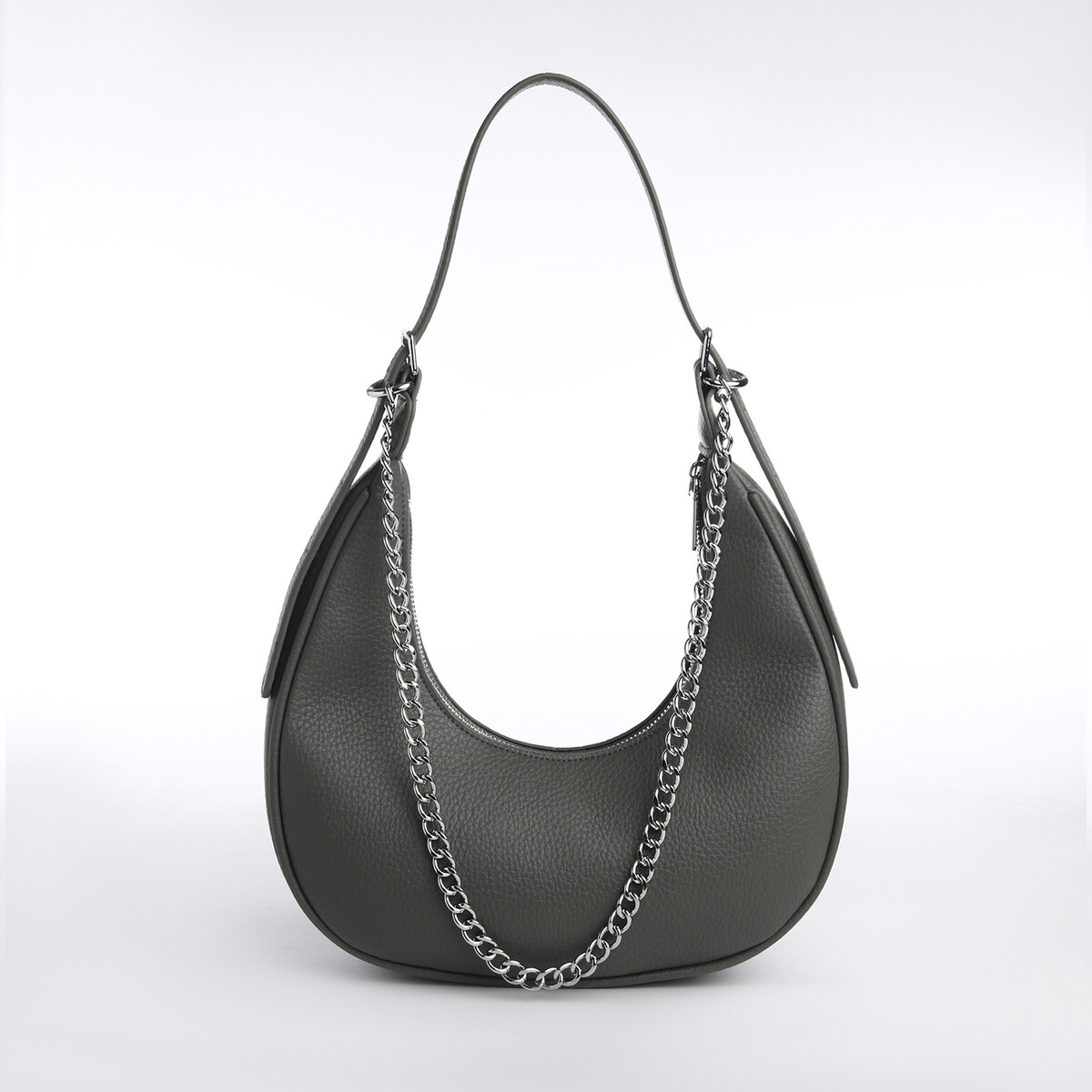 Сумка женская хобо на молнии textura, средний размер, цвет серый ремень для сумки textura серебряный
