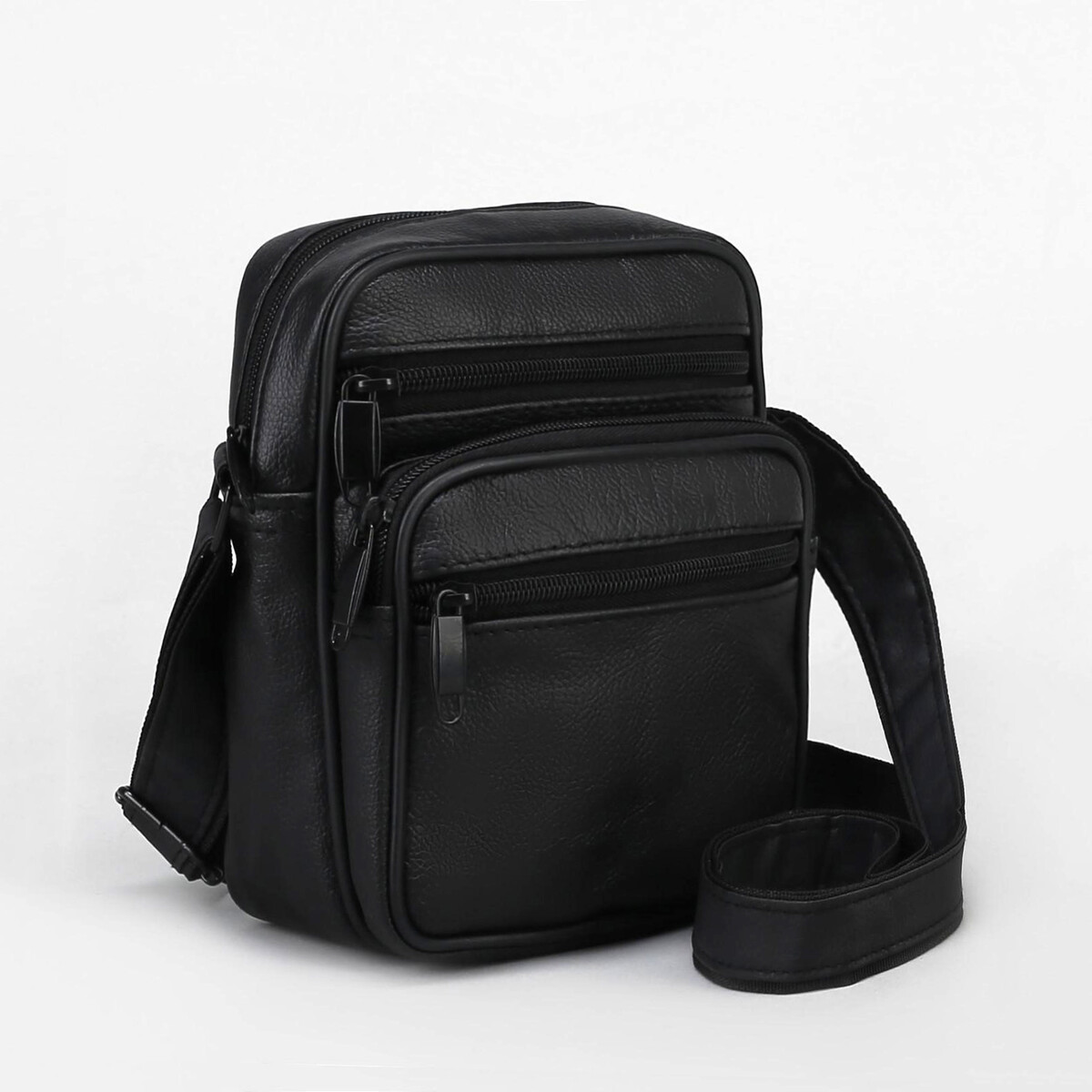 Сумка мужская на молниях, длинный ремень, цвет черный сумка мужская регулируемый ремень
